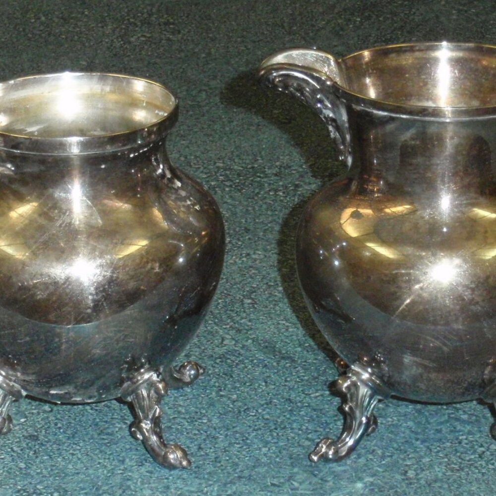 Antique Birmingham Silver Company Silver Plate Creamer and Sugar Bowl - GIFT!